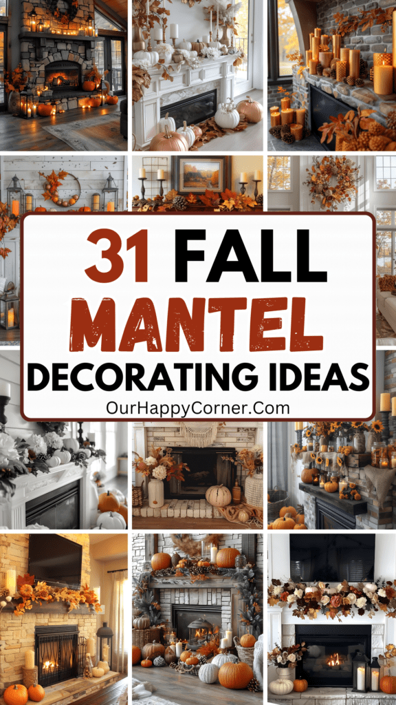 fall mantel decor ideas in different colors