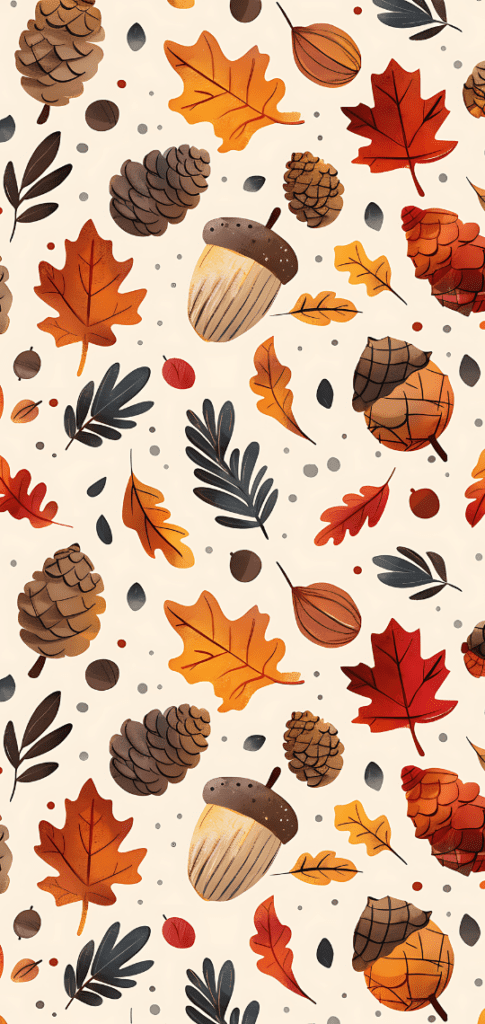 acorns and leaves in different fall shades