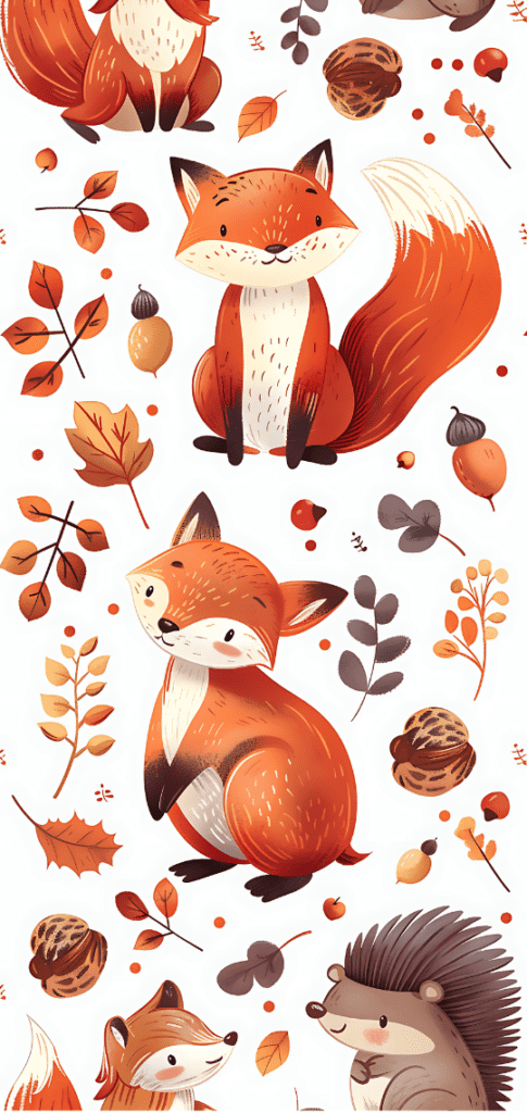 fall wallpapers squirrel and leaves pattern