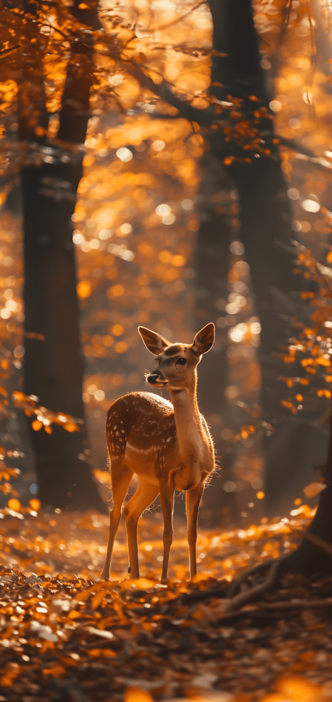 deer in forest during fall season