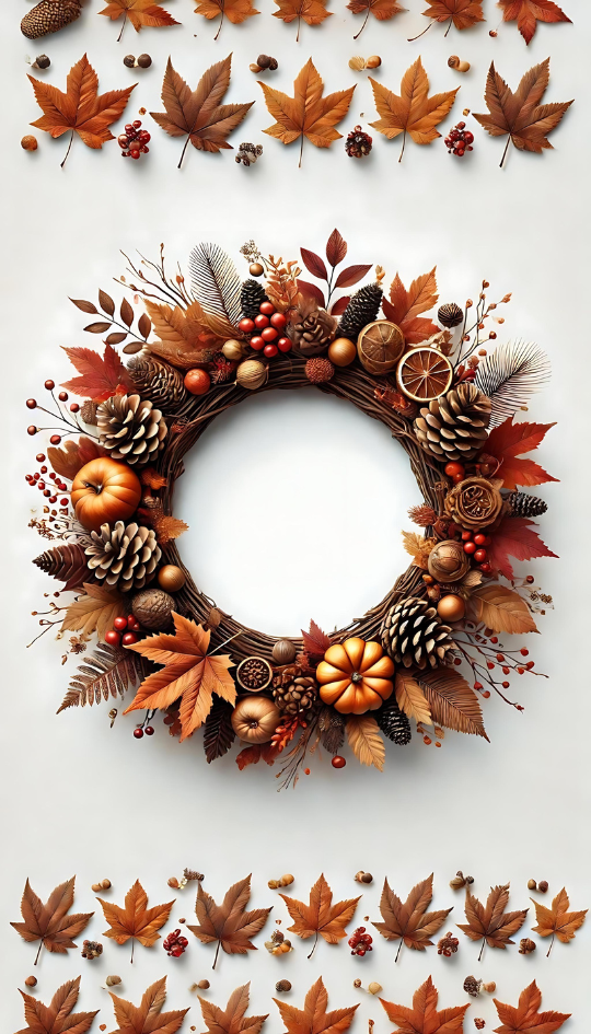 fall wreath made of autumn elements