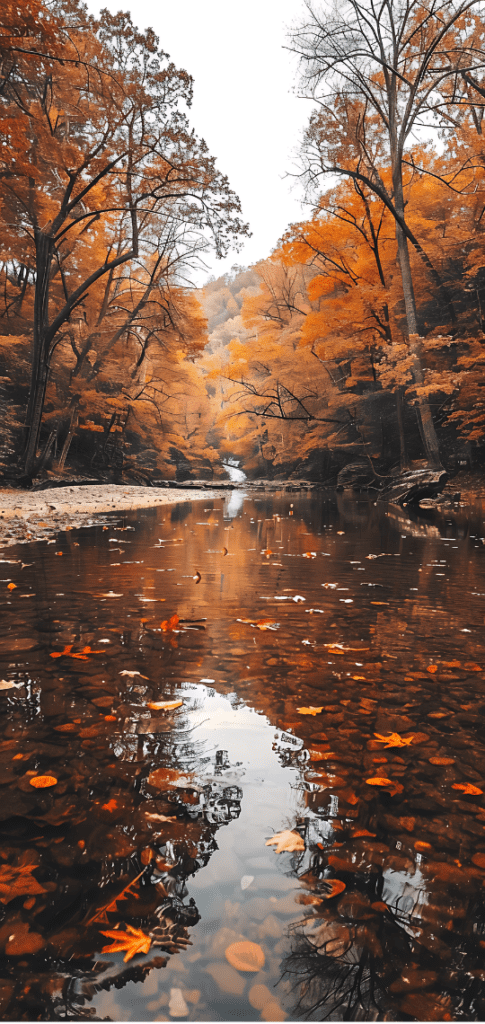 fall wallpapers lakeside with autumn leaves in water