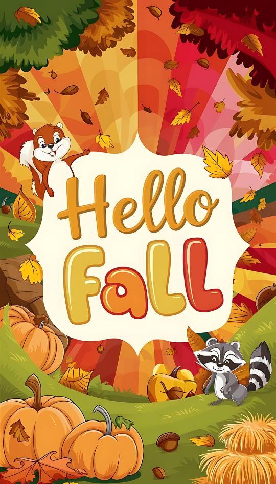 Hello fall background paper of autumn