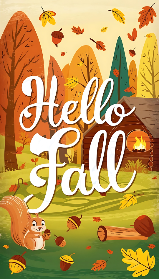 Hello fall background paper of autumn