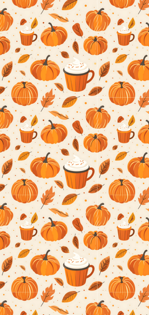 coffee and pumpkins surrounded by falling fall leaves