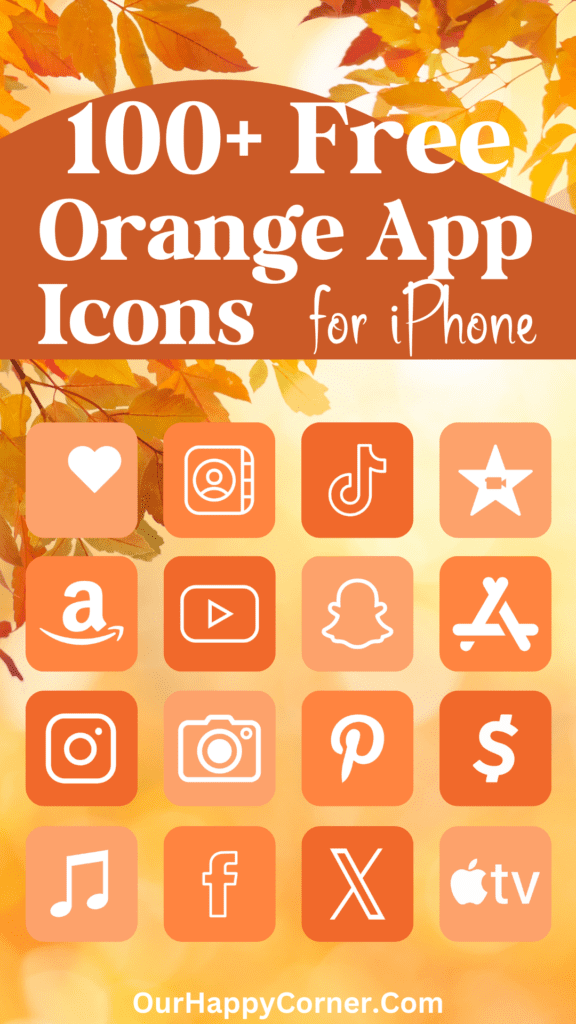 Over 100 orange app icons in three shades for your phone