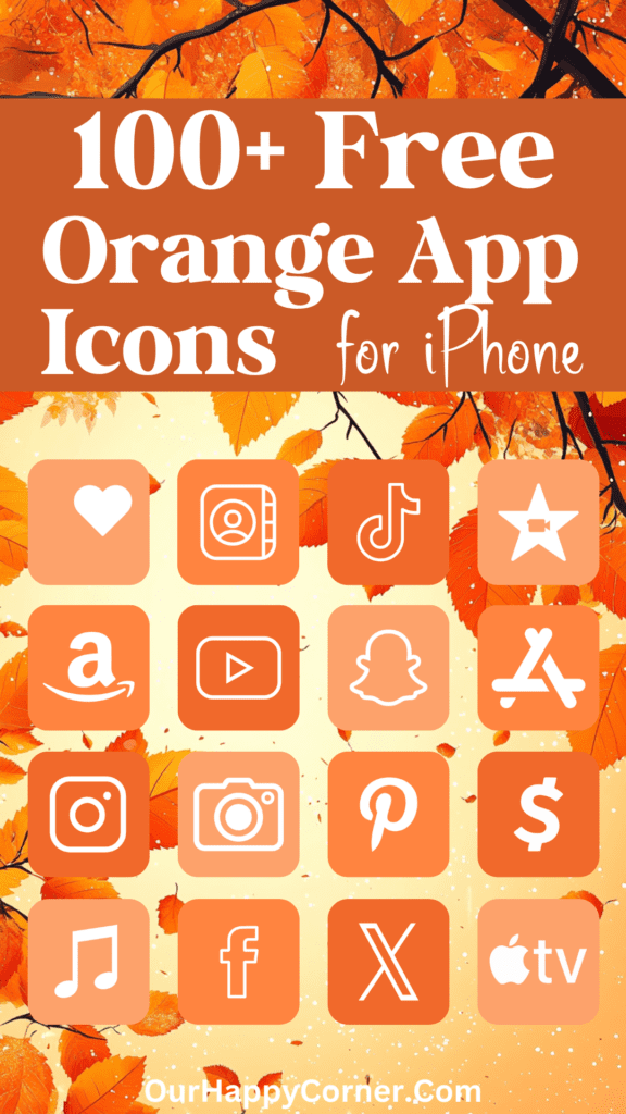 Over 100 orange app icons in three shades for your phone