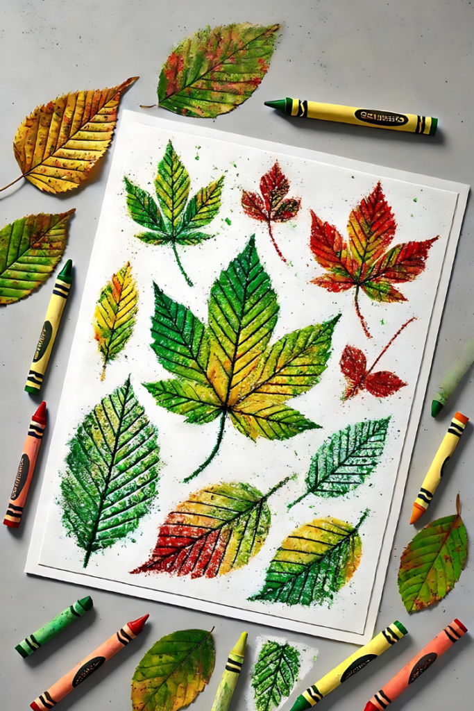 Leaf Rubbing Art Fall Crafts for Kids