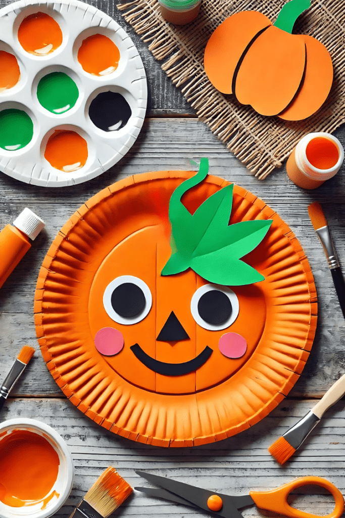 Pumpkin Paper Plate Fall Crafts for Kids
