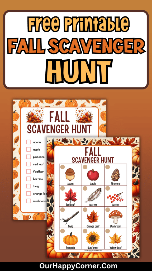 Free printable fall scavenger hunt