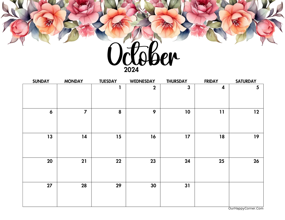 Floral calendar monthly 2024