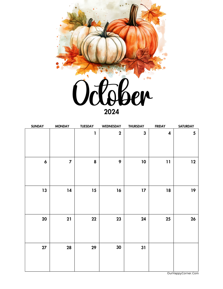 Pumpkin patch October calendar