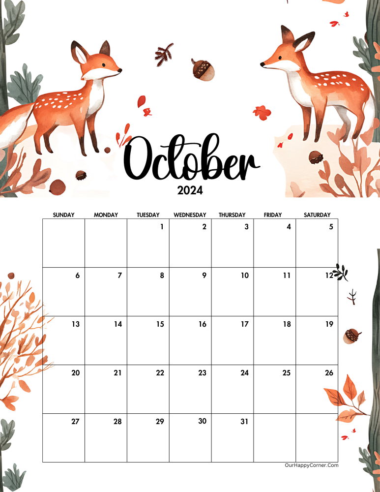 Fall season decorated calendar