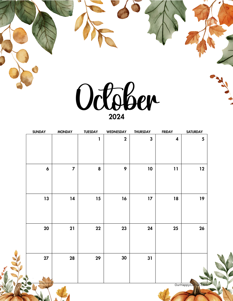 Autumn season calendar