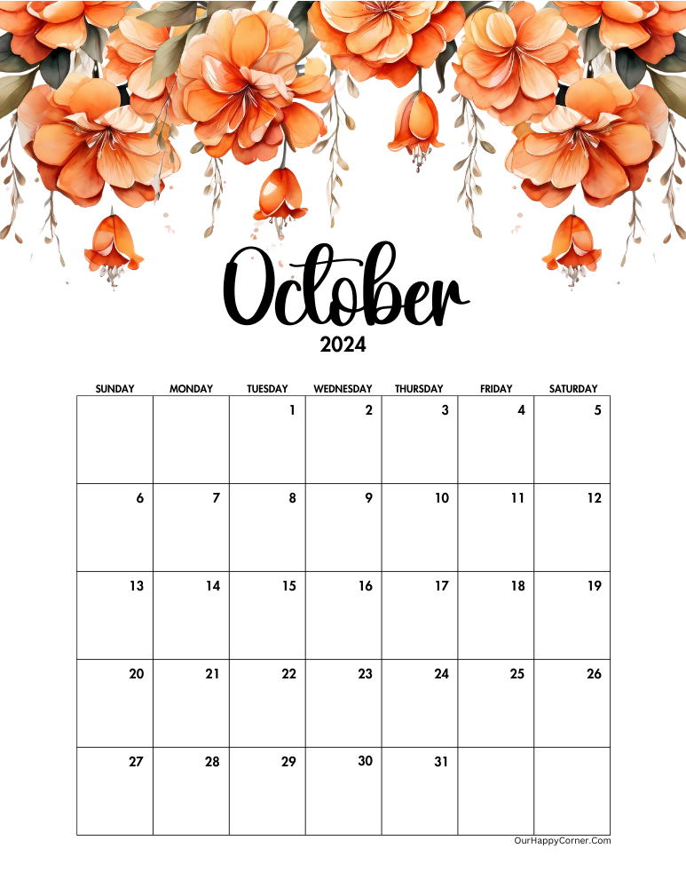 Floral calendar orange