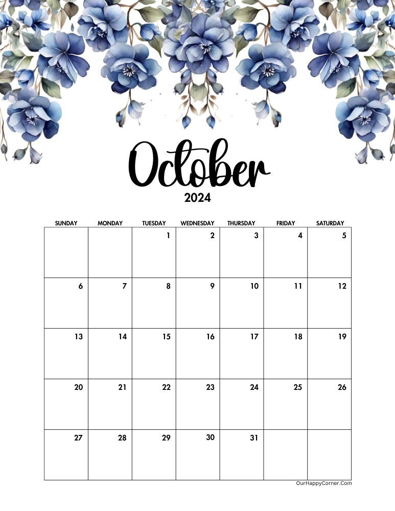 Blue floral calendar