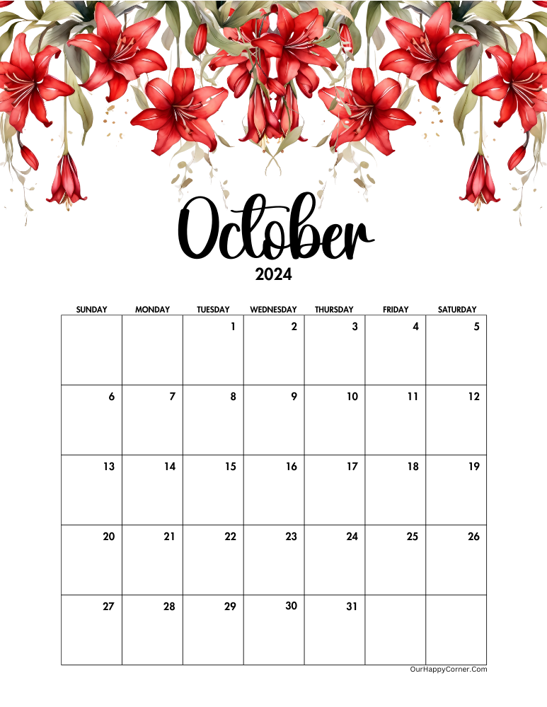 Red floral calendar