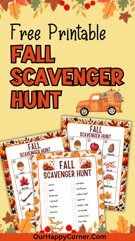 Image and list fall scavenger hunt 