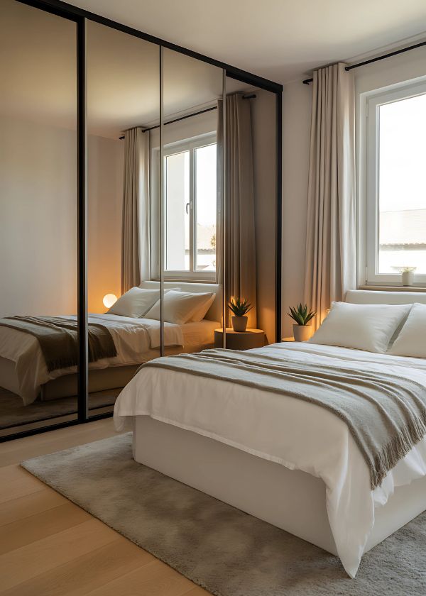 Small bedroom ideas of mirrored wardrobes
