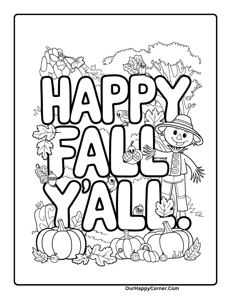 Happy Fall Yall coloring page