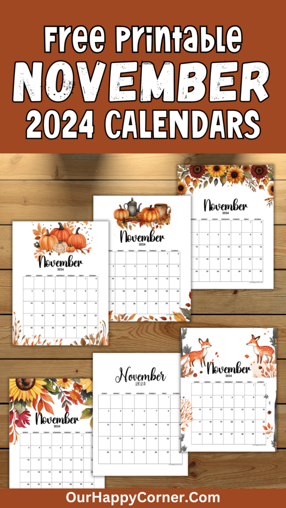 November 2024 Calendars with Autumn decor