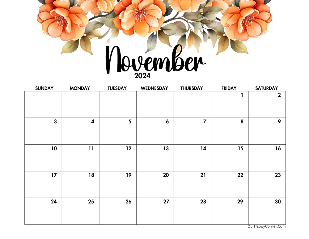 Floral orange calendar