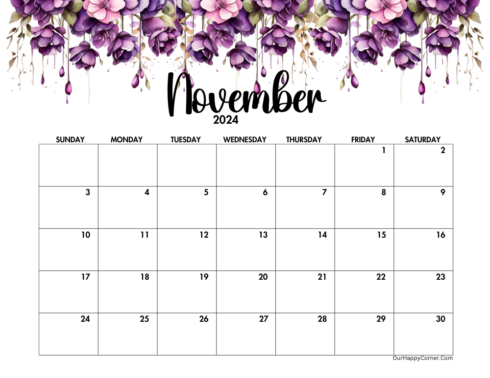 November 2024 Horizontal Calendar 