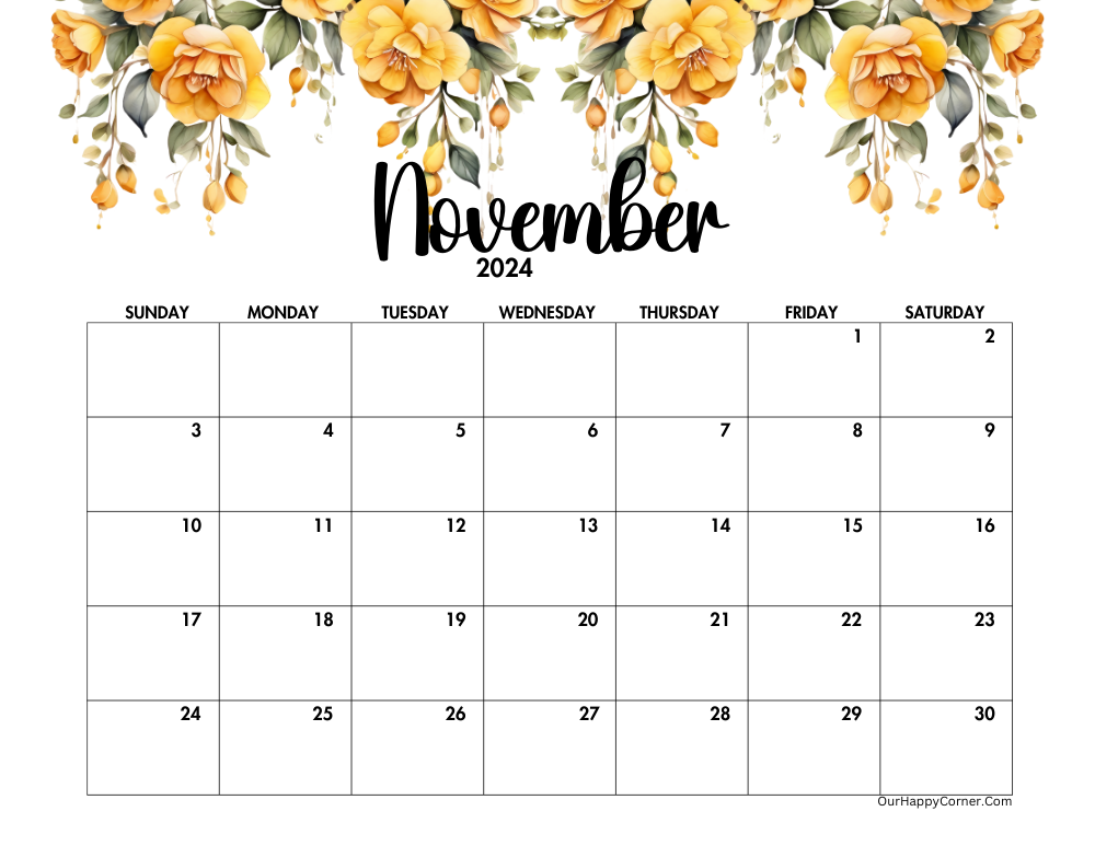 Yellow flowers calendar design