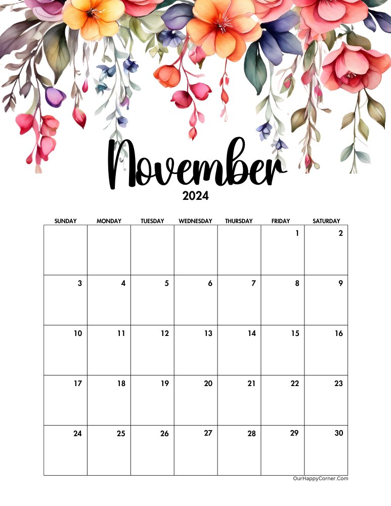 Floral Calendar for November 2024