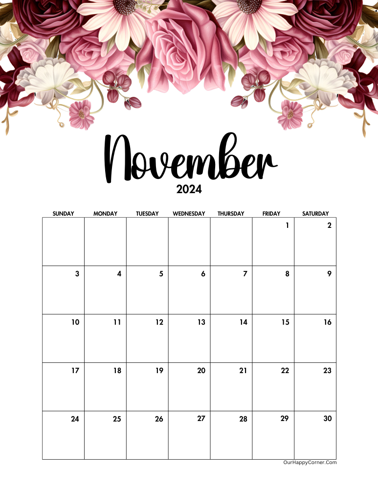 Floral decorated calendar