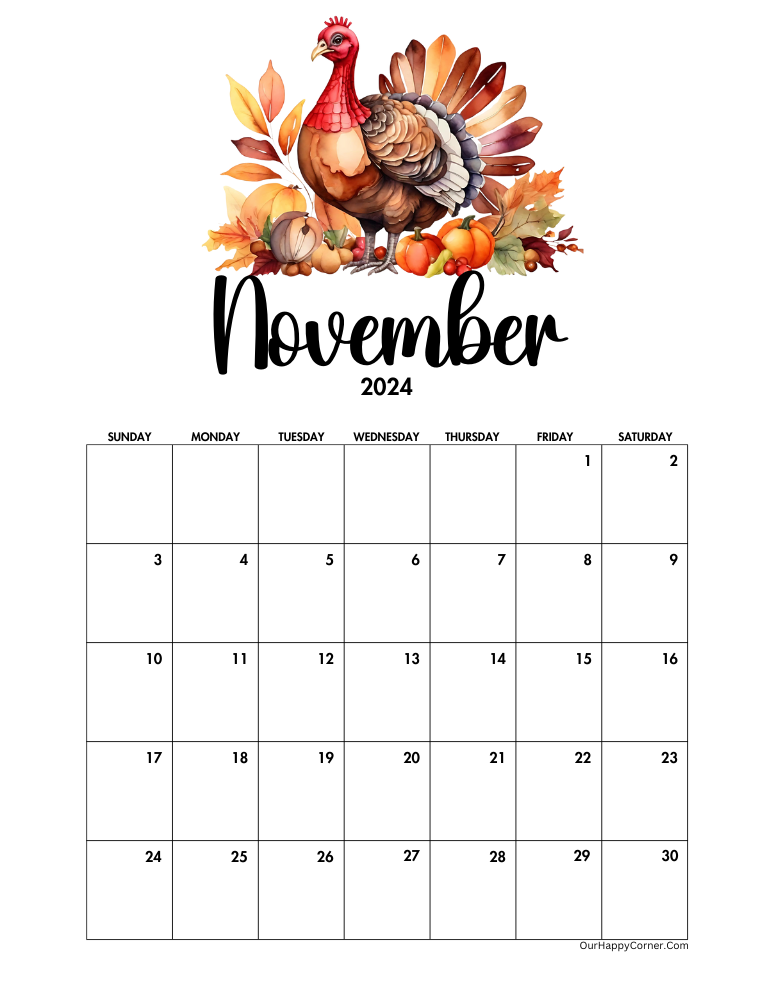 Autumn Turkey November calendar