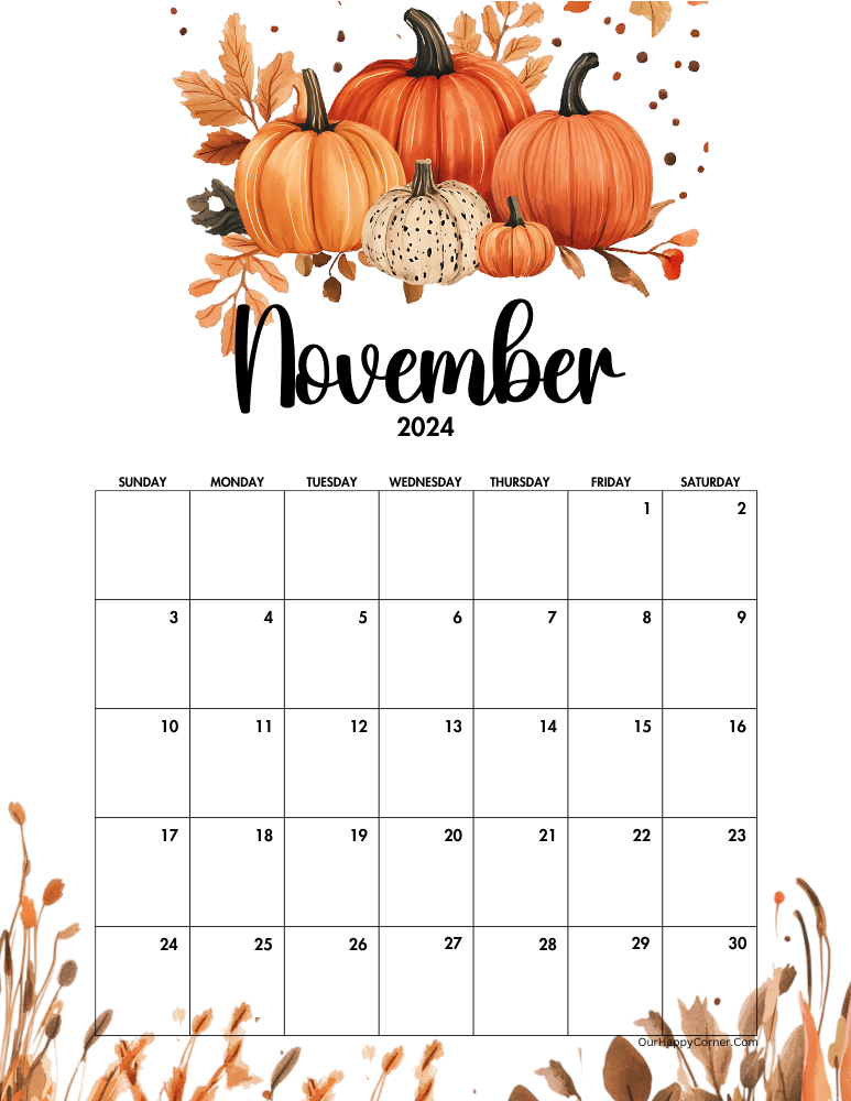 Autumn November calendar