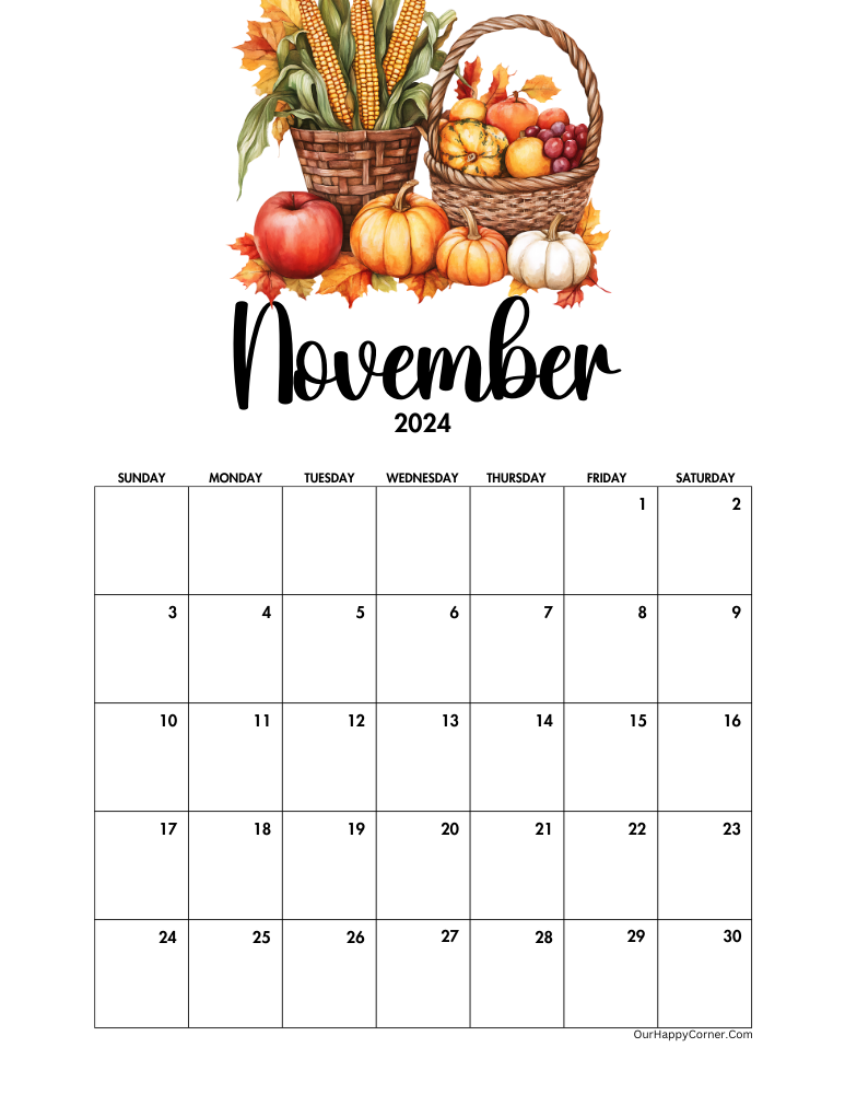 Autumn November calendar