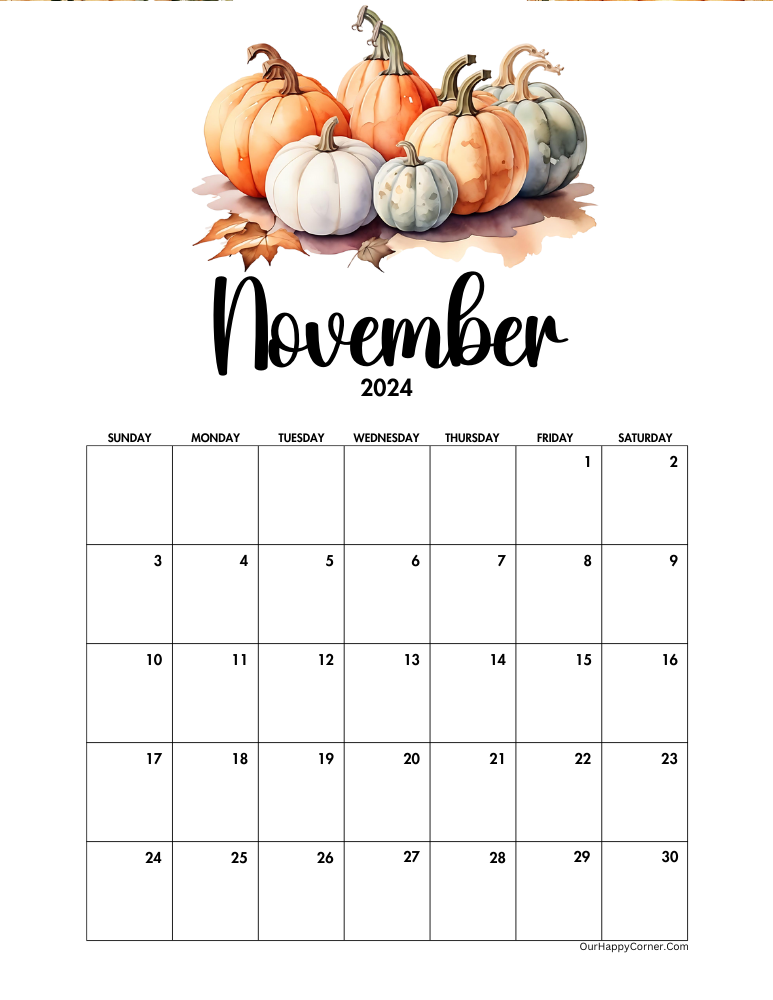 Autumn November calendar