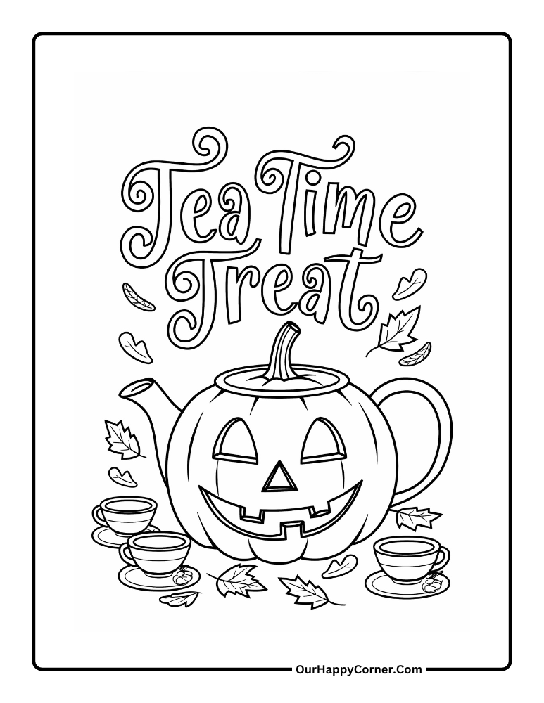 Teapot shaped pumpkin coloring pages