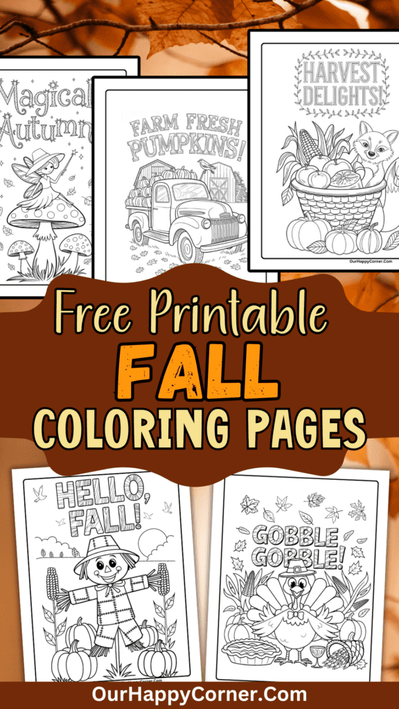 fall coloring page for kids and adults