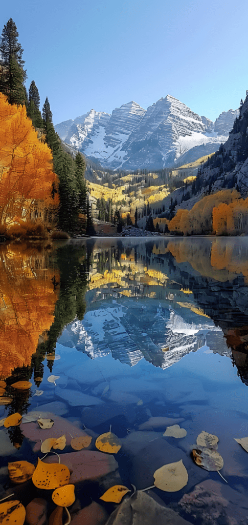 fall wallpapers lakeside with autumn leaves in water