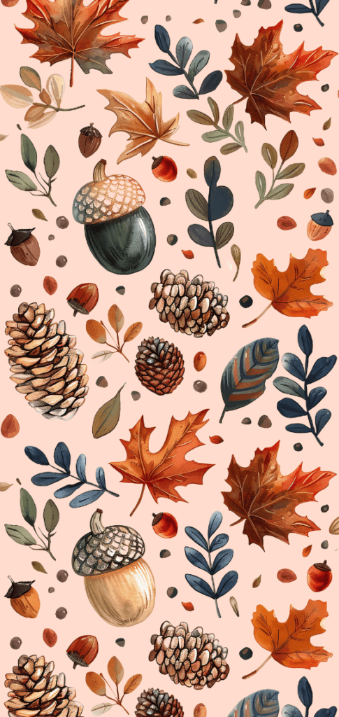 acorns and leaves in different fall shades