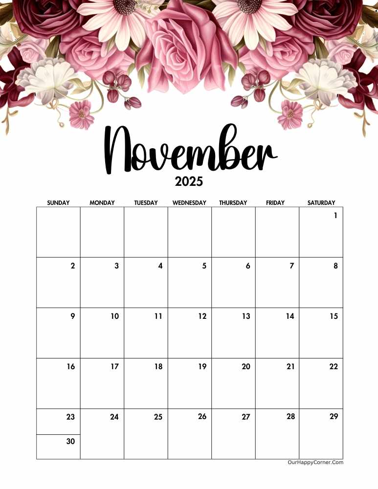 Floral decorated calendar