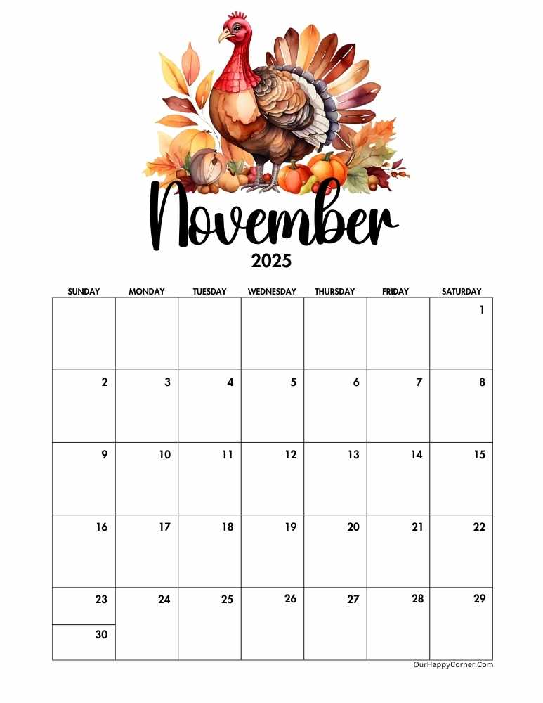Autumn Turkey November calendar