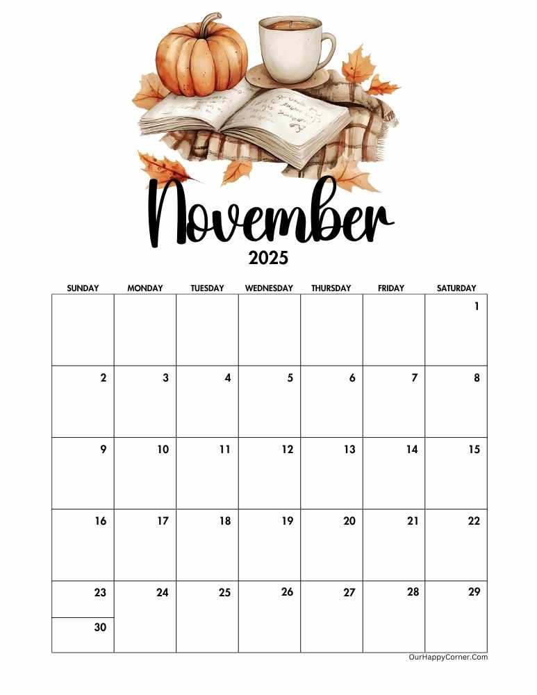 Autumn November calendar