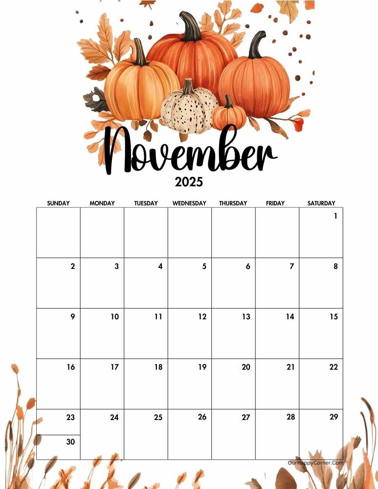 Autumn November calendar