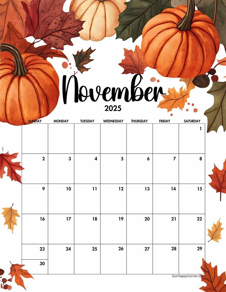 Pumpkin calendar November