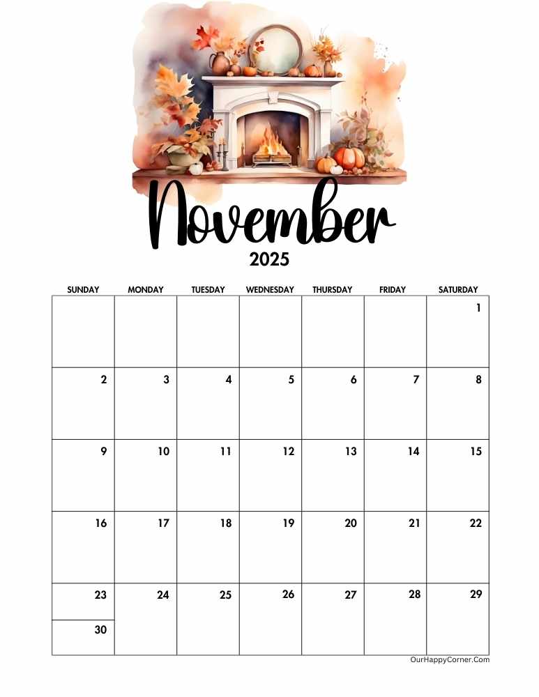 Autumn November calendar
