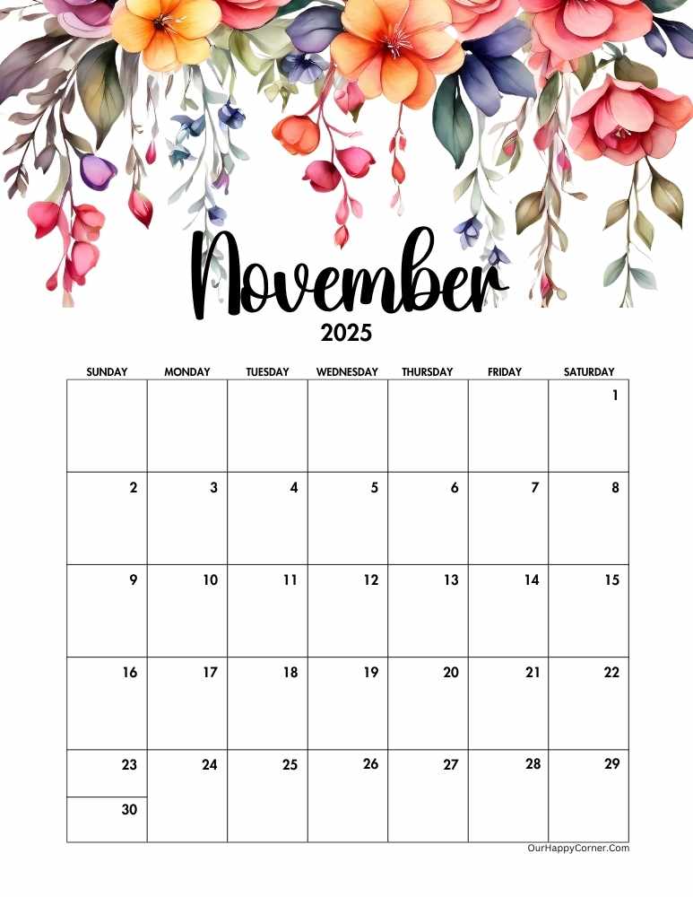 Floral Calendar for November 2025