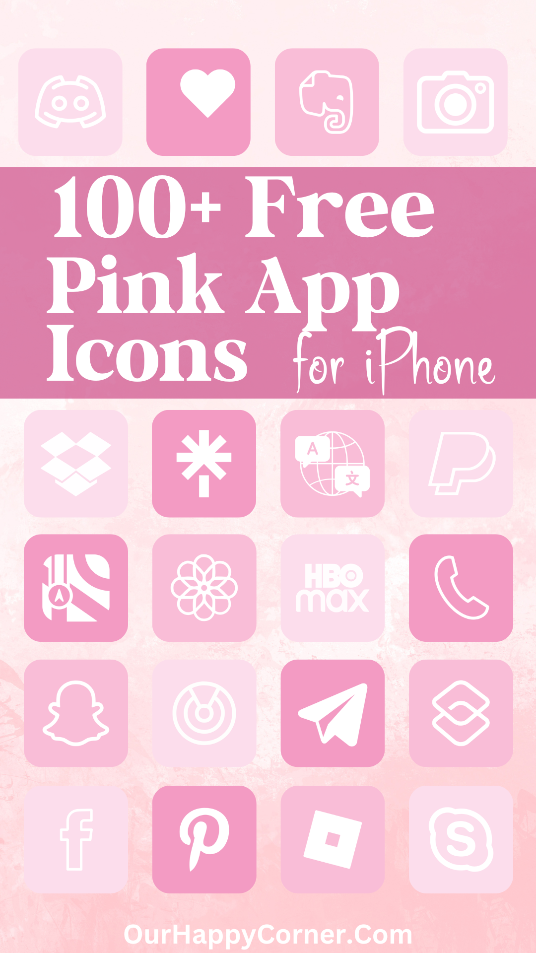 Pink app icons for iPhone