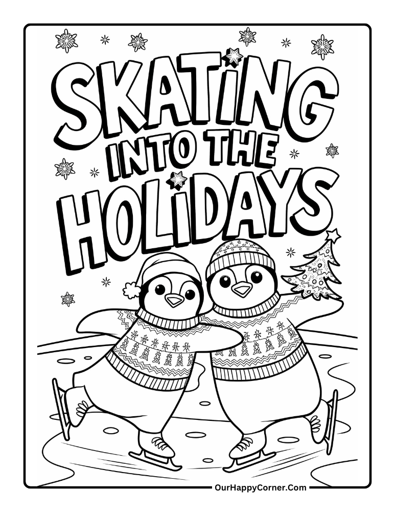 Penguins ice skating for the holidays.