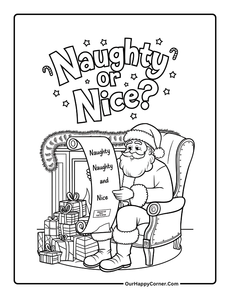 Santa reading Naughty or Nice list.