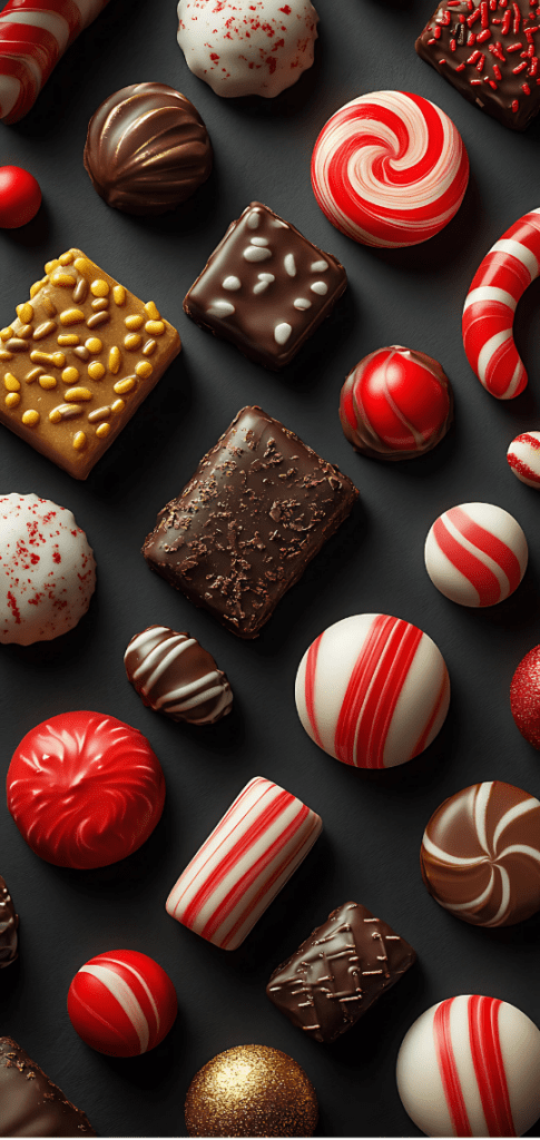 Festive Christmas candy assortment wallpaper