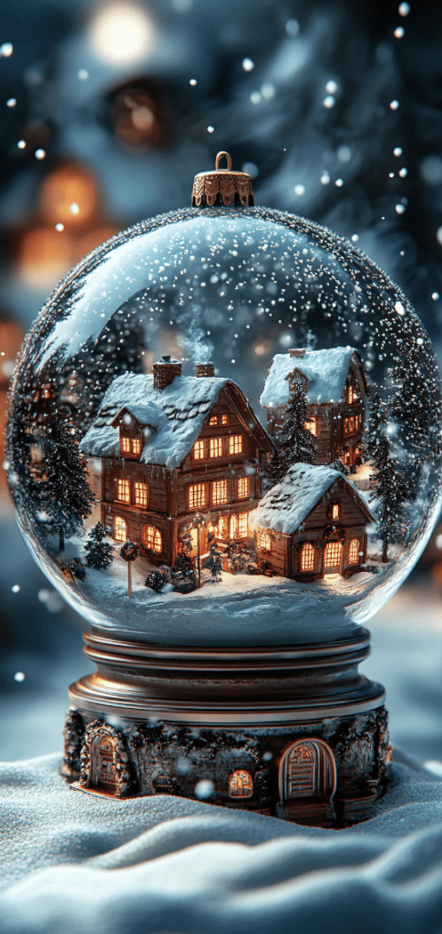 Christmas village in a snow globe

